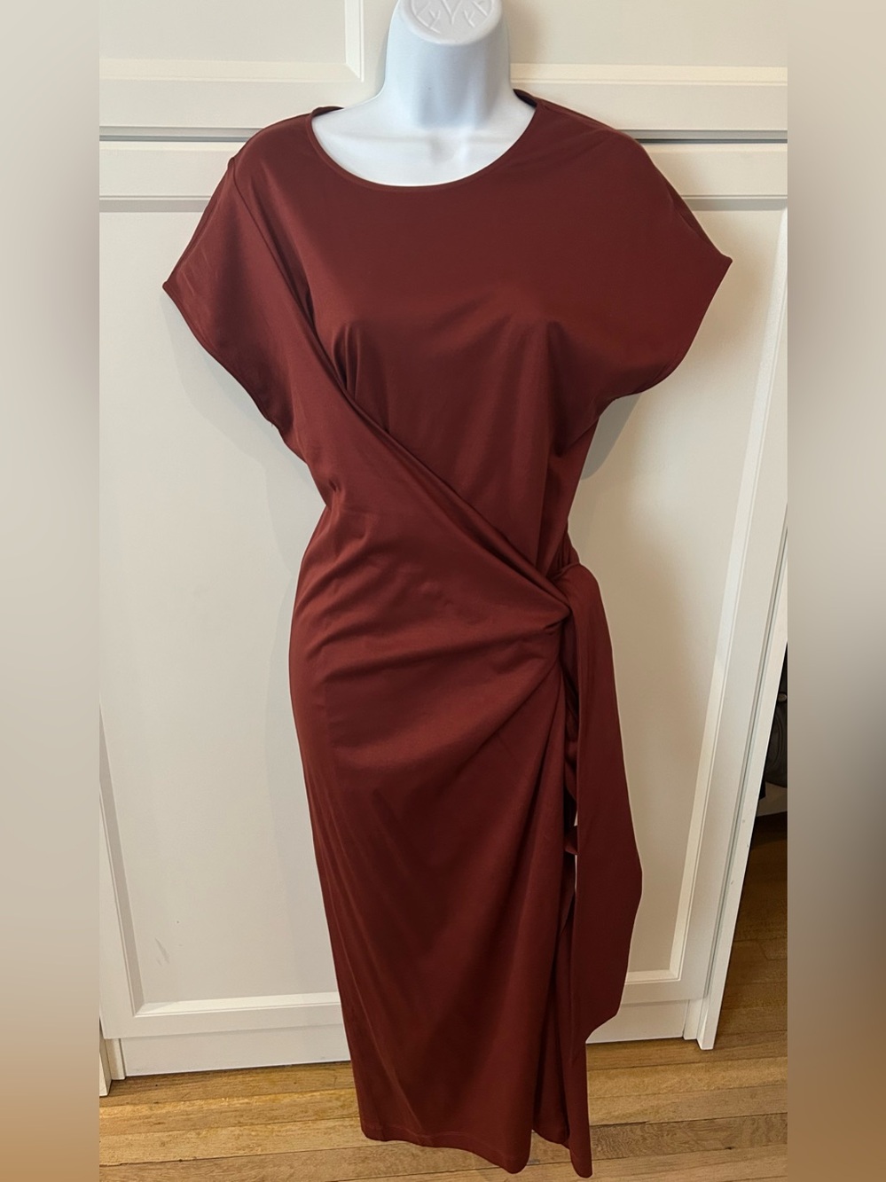 COS Elegant Rust Twist-Side/Wrap Midi Dress - Women